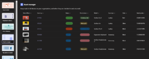 Asset management template of Teams list